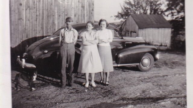 Mr. and Mrs Ring rented the Merrit Farm. They are pictured with Eleanor Anderson Schilling.