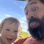 Hiker Noah being silly with Patrick
