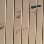 Mystery graffiti on the backside of the stairwell.